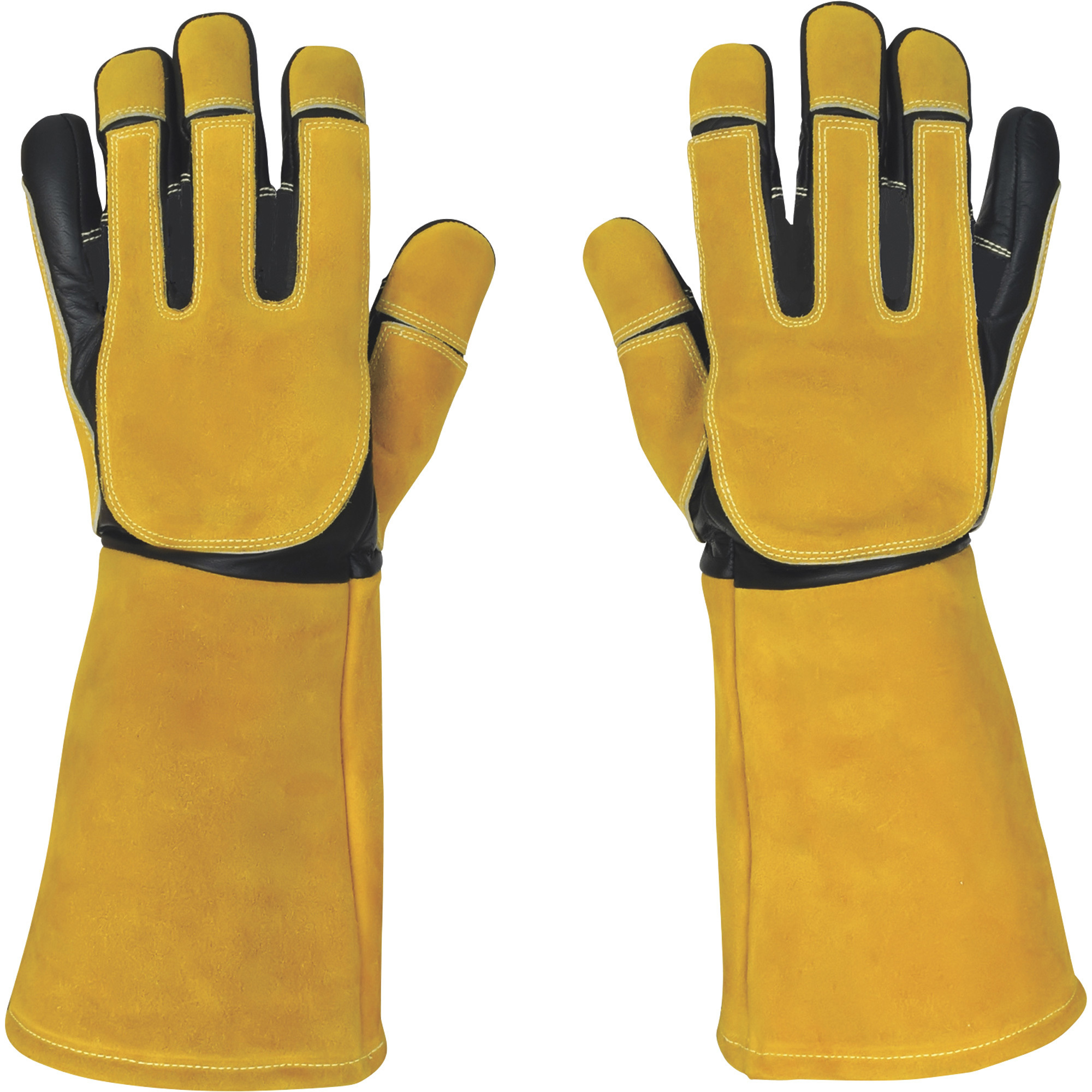 Klutch Cut-Resistant Goatskin/Cowhide MIG Welding Gloves, Single Pair, Gold/Black, XL